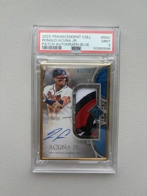 2023 TRANSCENDENT RONALD ACUNA JR JUMBO BLUE PATCH AUTO /10 BRAVES PSA 9 SSP 