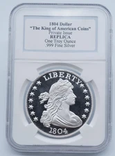 1804 Dollar Rep "The King of American Coins" 1 oz .999 Fine Silver NGC - U1540