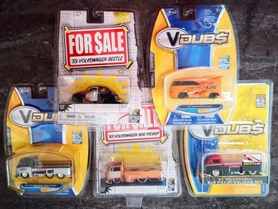  (J) Lot of Five (5) Different JADA 1/64 Volkswagen Bus Pickup w/Sliding Bed 