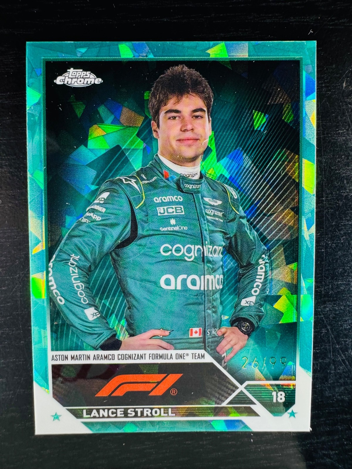 2023 Lance Stroll Aqua Sapphire 26/99 Topps Chrome #43 F1 Formula 1