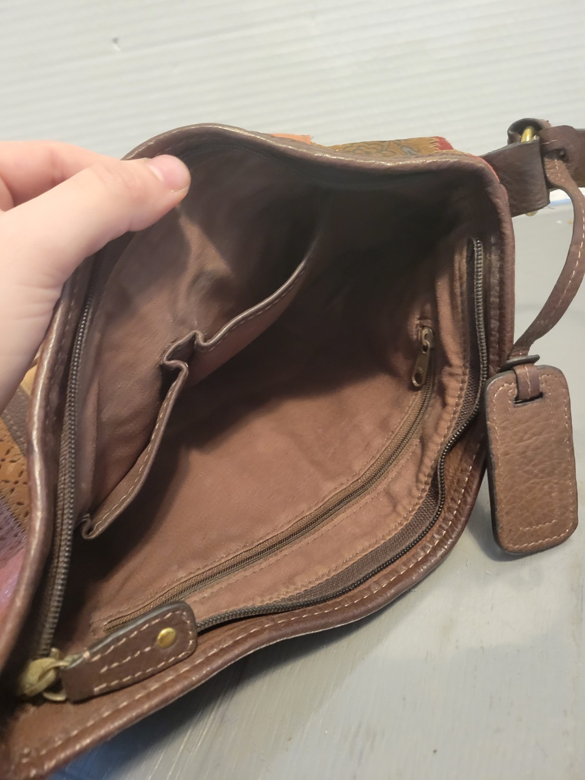 Fossil Patchwork Suede Shoulder Bag Multicolor Mi… - image 14