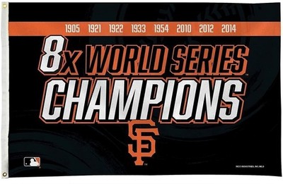 San Francisco Giants 8-Time Champions Premium 3x5 Feet Flag Banner, Metal...
