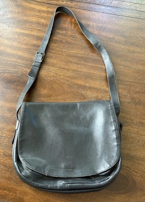 BREE Original Black Soft smooth Leather 14  Messenger Columbia  Adjustable Strap