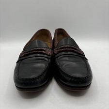Allen Edmonds Black Brown Braided Newcomb Leather Loafers Men's 12 D