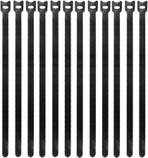 50 Pieces Black 12 inches x 1 2 inch Reusable Cable Ties Microfiber Cloth Hook