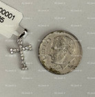 14k Solid White gold Natural diamond cross pendant 0.10 ct Bagguette — photo 4