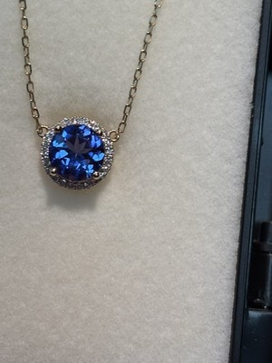 Tansanit Collier Blk D, Blue Wing 2,04ct mit VS Diamanten 0,21cttw All In 14k