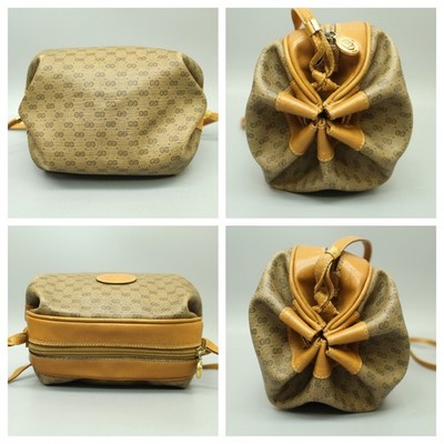 Gucci Vintage 80s-90s GG Pattern PVC Canvas Leather Rare Crossbody
