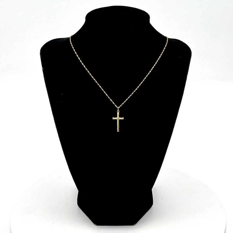 Collar Cruz Hueca Minimalista Pulida Lisa Oro Amarillo 14k 20" (LO1019775) Foto 2 de 4