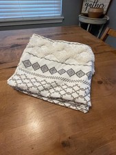 INK IVY boHo geometric print King pillow shams with tufted chenile gray/white
