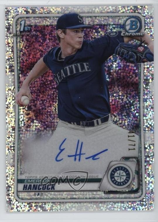 2020 Bowman Draft Chrome Picks Sparkle Refractor 41/71 Emerson Hancock Auto jg3
