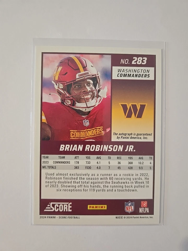 NFL Autograph Brian Robinson Jr. NFL Running Back. - Image 2 of 2