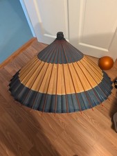 Vintage Chinese 1922 Bamboo Rice Paper Parasol Umbrella