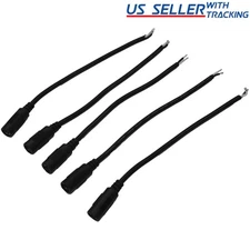 5-pack DC Power B/W Pigtail Female Barrel Jack 6-inch Cable 5.5mm x 2.1mm 18AWG