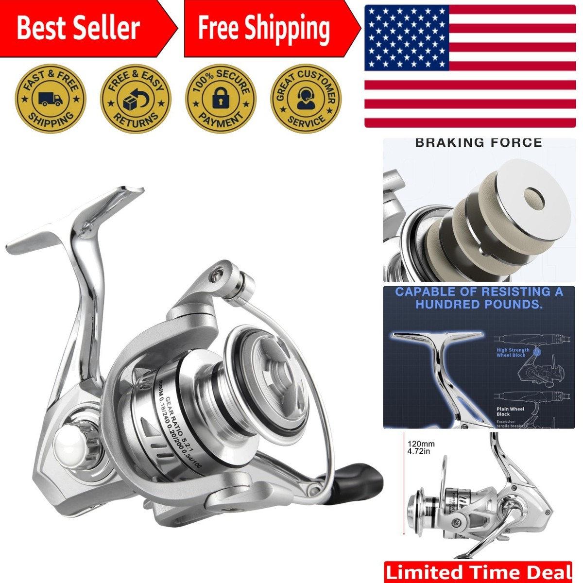 High-Performance Gear Ratio Graphite Spinning Reel Inshore