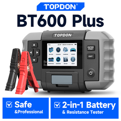 TOPDON BT600 Plus 6/12V/24V Heavy Duty Battery Tester Charging Cranking Analyzer