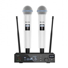 BASN UHF Dual Channel Wireless Microphone System,Handheld Mics for Stage,Karaoke
