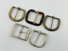 Vtg Mixed Metal Belt Buckles Lot Brass Leather Silver Tone Western Utility