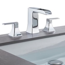 Chrome Bathroom Faucet 3 Hole, Waterfall Bathroom Faucets for 8 Inch