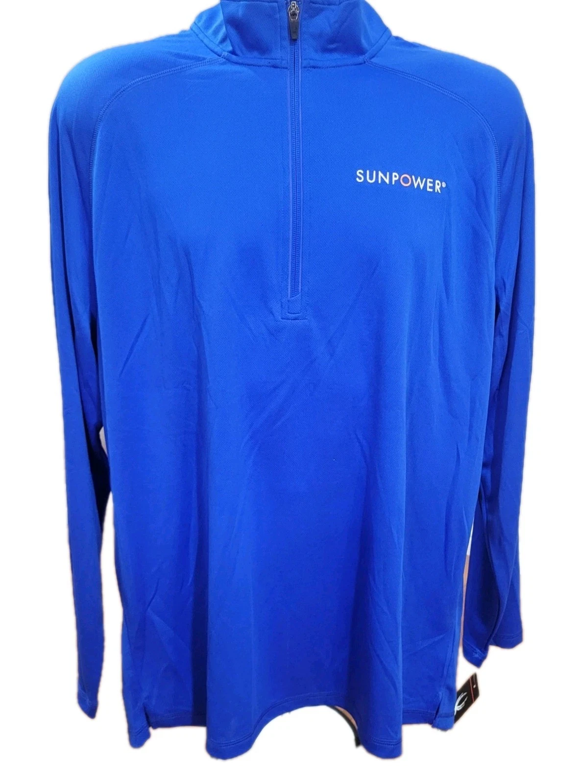 Spyder Pullover Men XL Blue 1/4 zip Long Sleeve Sunpower Logo Athletic Golf NWT