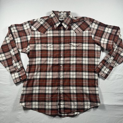 ELY CATTLEMAN WESTERN PEARL SNAP BUTTONS CASUAL  BUTTON DOWN SHIRT COWBOY XL 