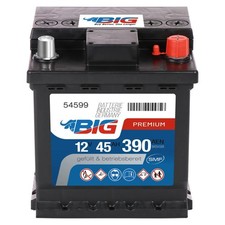 BIG Autobatterie 12V 45Ah Punto Batterie ersetzt 35Ah 36Ah 40Ah 42Ah 45Ah
