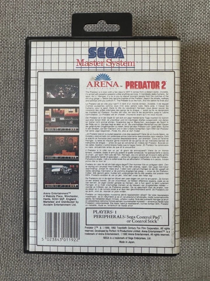 Master System PREDATOR 2 Boxed & Complete Sega PAL Version 'REGION FREE' - Image 2 of 3