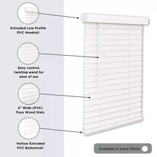 LOTUS WINDOWARE CORDLESS, 2 INCH FAUX WOOD BLIND, 69 1/4" X 72" - BRIGHT WHITE