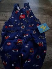 OshKosh B'gosh Vestbak Overalls RACECAR Vintage Oshkosh 3-6 Mos VINTAGE NWT RARE