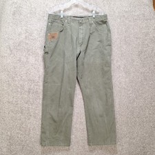Riggs Workwear Wrangler Mens 38 36 x30 Ripstop Pants Carpenter Green Gray Jeans