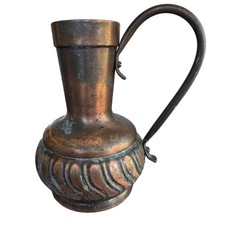 Vintage Copper Pitcher Vase Decorative Metal Ewer Rustic Farmhouse Decor