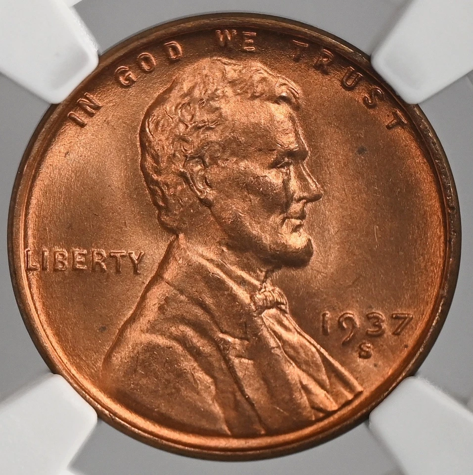 1937-S  1C LINCOLN WHEAT CENT "SAN FRANCISCO MINT" NGC MS65 RD (RED)#8340717-008 - Image 2 of 4