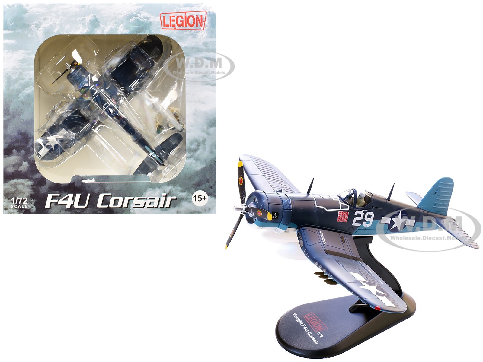VOUGHT F4U-1A CORSAIR AIRCRAFT ''JOLLY ROGERS'' US NAVY 1/72 BY LEGION 14619 LH