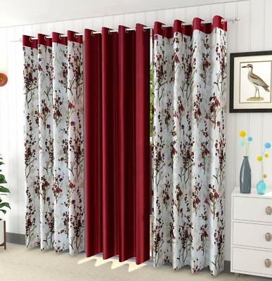 3 Piece Floral Room Darkening Grommet Ringtop Door Window Curtain Set 5 7 9 Feet