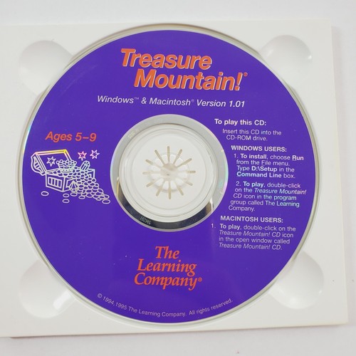 The Learning Company Treasure Mountain CD PC Game Reading Ages 5-9 1997 STEM - Photo 3/6