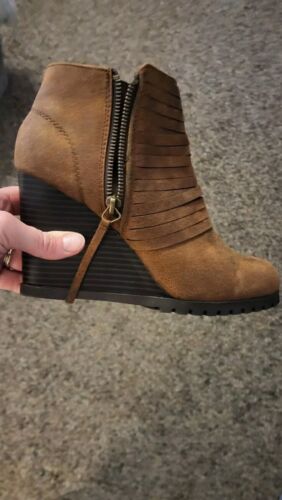 Sugar Brand Boots Womens 6.5 Tempe Ankle Bootie 404203 Cognac Fabric Zip - Picture 3 of 12