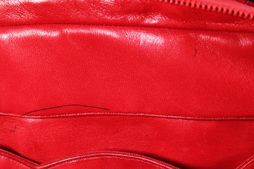 JUDITH LEIBER Vintage Scarlet Red Crocodile Skin Gold Chain Strap Shoulder Bag - Picture 21 of 21