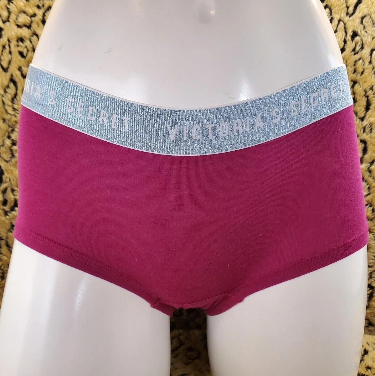 Victoria s Secret Logo Glitter Waist Maroon Boy Shorts Shortie