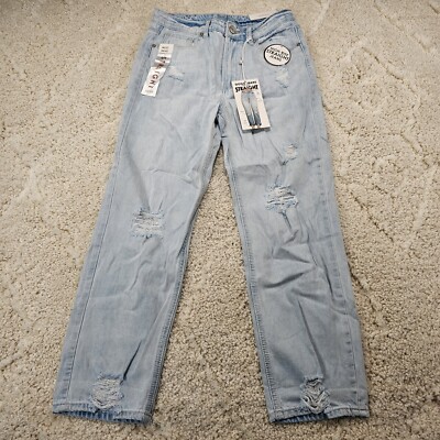 GOGO Womens Jeans High-Rise Straight Distressed Size 9 Jr 30x28 Light Wash Blue