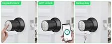 Keypad Door Knob Smart Door Lock Electronic Keyless Deadbolt Bluetooth App w Key 11