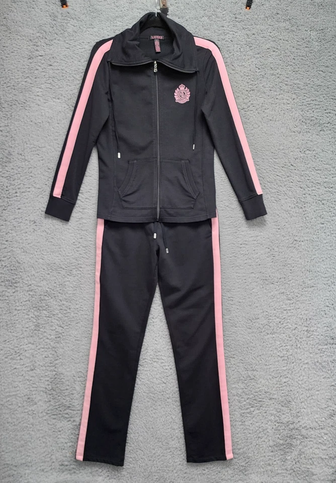 Chándal Lauren Ralph Lauren Mujer Pequeño Negro 2 Piezas Cremallera Completa Cresta Logo Foto 2 de 4