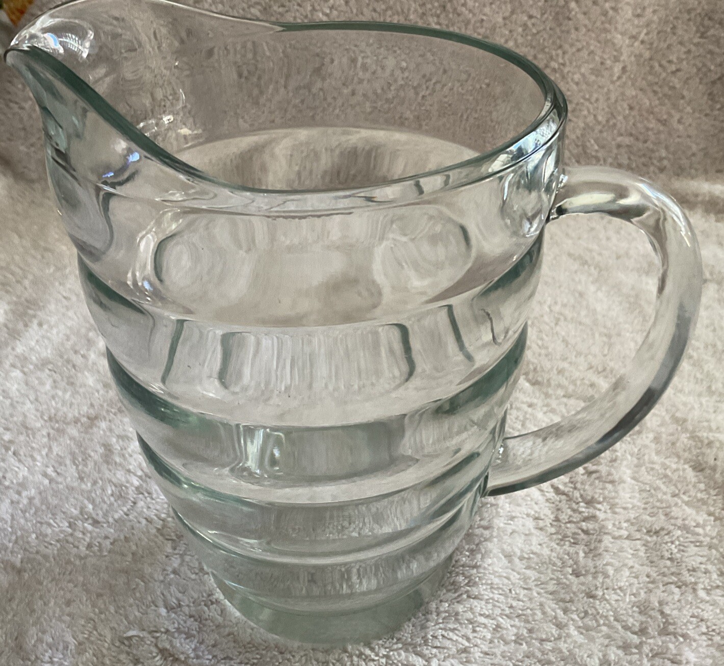 Vintage Glass Beehive Ribbed Beverage Pitcher MCM Mid Century Modern
