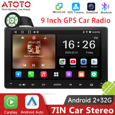 ATOTO 9'' A5 2Din AI Android GPS Car Stereo Radio Carplay Wireless Remote Control