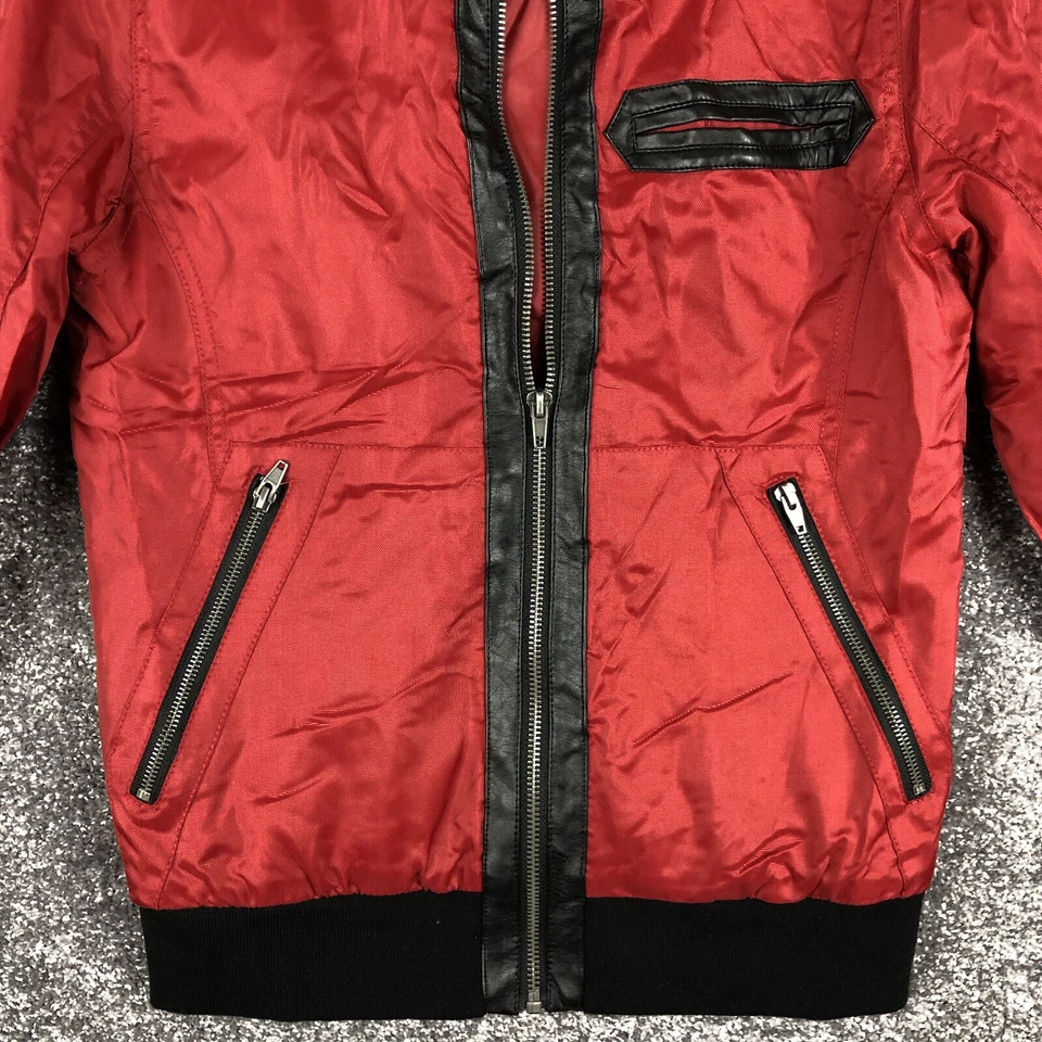 G by Guess Full Zip Biker Bomber Jacket Men Size XS Red - Image 4 of 4