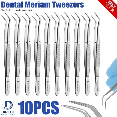 Meriam Tweezer Curved Dental Surgery 16 cm Surgical Medical Serrated INSTUMAX - Picture 7 of 7