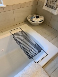NAVARIS BLACK WIRE BATH TRAY METAL RACK POWDER COATED