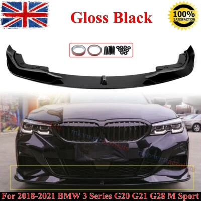 AC Style Front Splitter Lip For BMW 3 Series G20 G21 M Sport 2018-21 Gloss Black