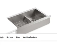 NEW Kohler K-3945-NA #R5 Vault 36" Double Basin Under-Mount 18-Gauge Stainless S