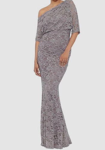 Betsy & Adam Damen beige volle Länge Spitze Abendkleid Kleid Übergröße 22W