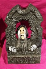 Gemmy 19" Animated Tombstone Vtg Halloween crept keeper Skeleton Gravestone Prop